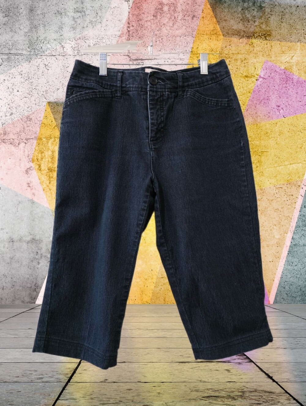 St. John's Bay Two-Tone Denim Waistband - Navy and Light Blue Short